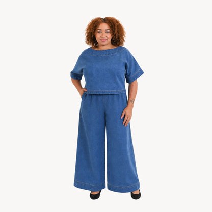 Denim Palazzo Pants Plus