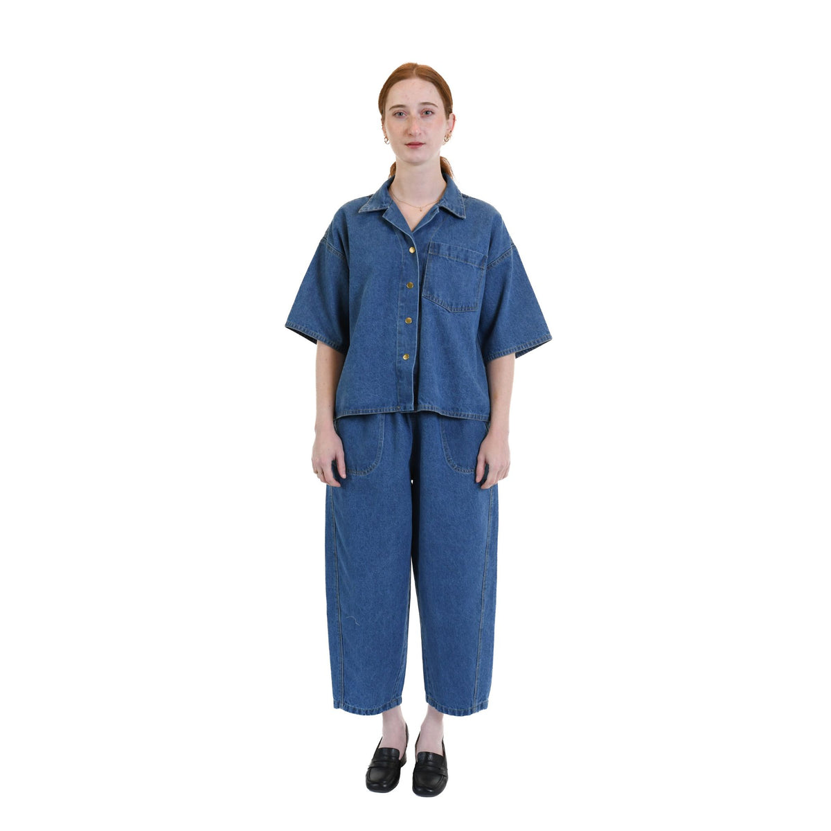 POKOLOKO Denim Barrel Pants #color_denim