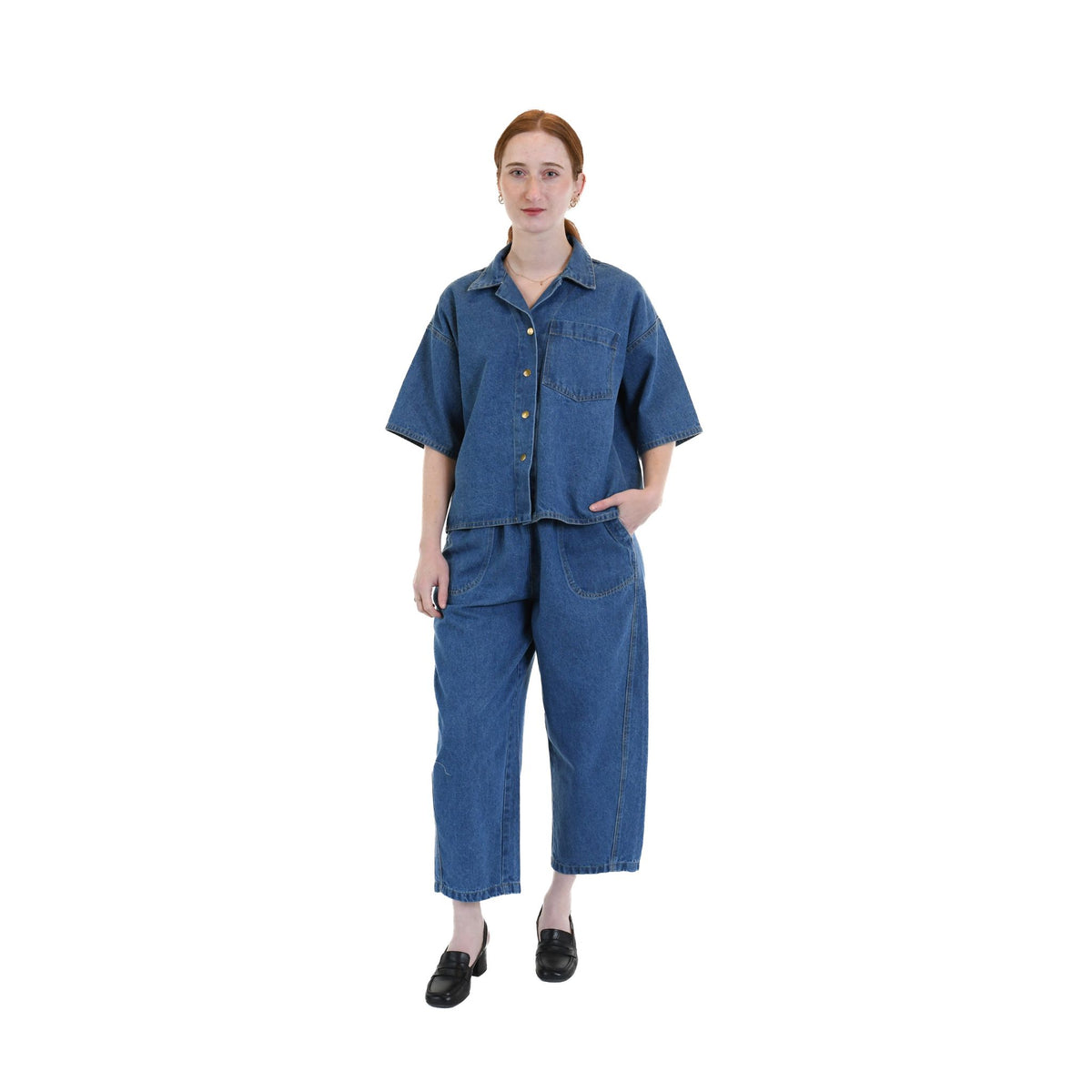 POKOLOKO Denim Barrel Pants #color_denim