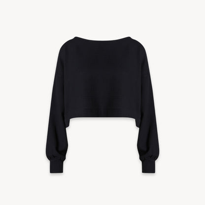 Flat Black Crop Blouse