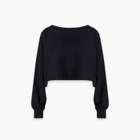 Flat Black Crop Blouse