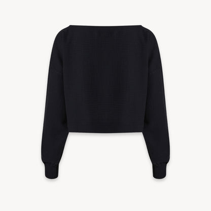 Flat Black Crop Blouse