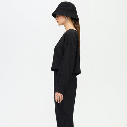 Flat Black Crop Blouse