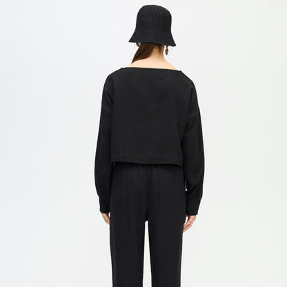 Flat Black Crop Blouse