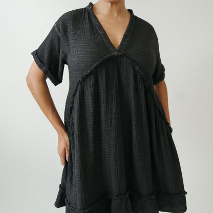 Crinkle Ruffled V Dress