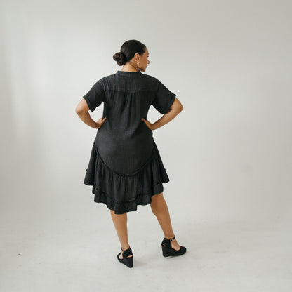 Crinkle Ruffled V Dress