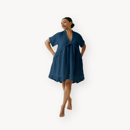 Crinkle Ruffled V Dress