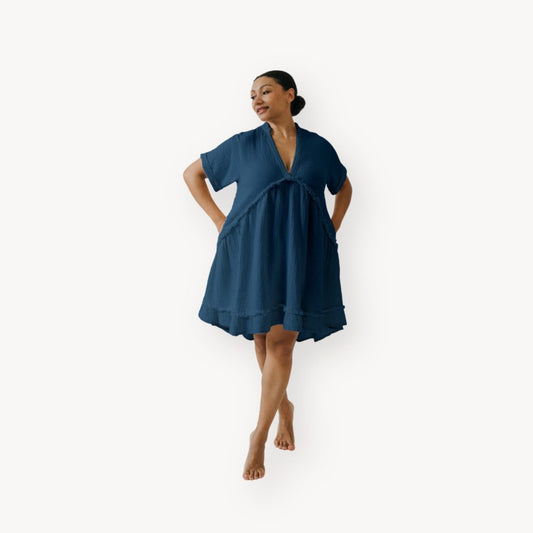 Crinkle Ruffled V Dress