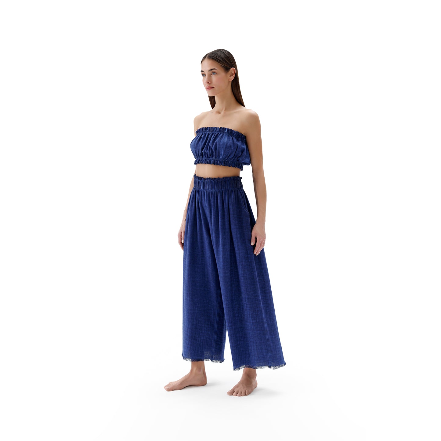 Linen-Cotton Bandeau Top #color_royal