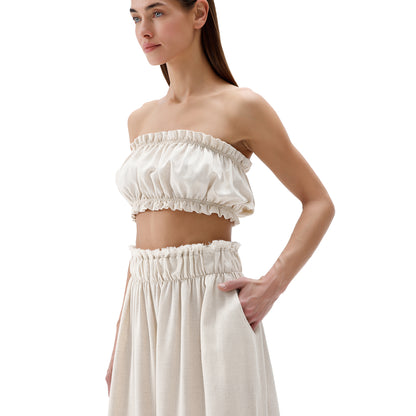Linen-Cotton Bandeau Top #color_natural