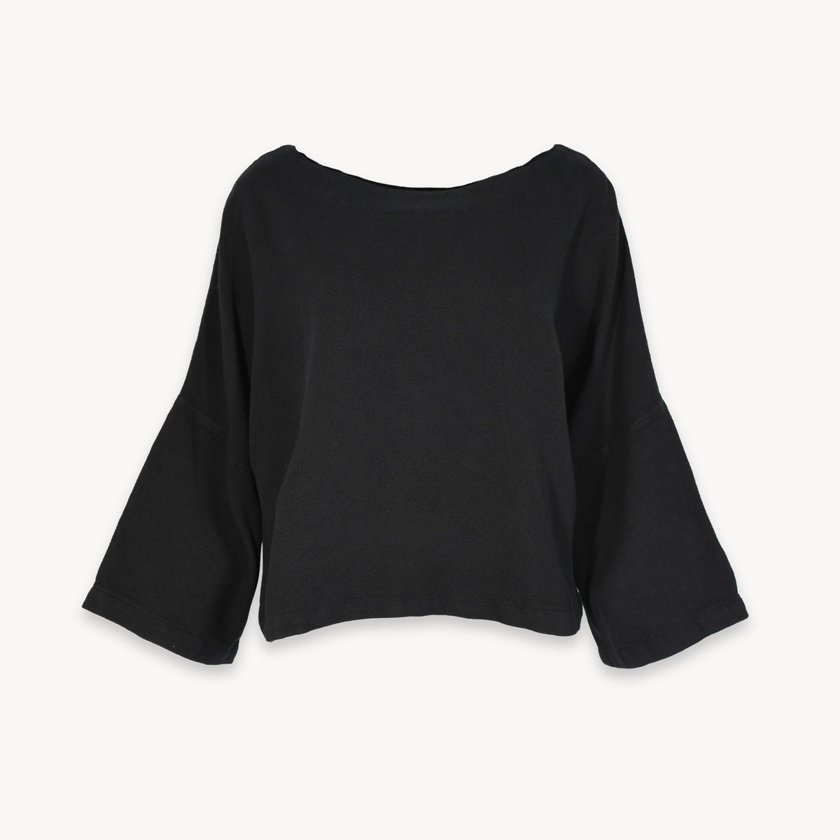 POKOLOKO Loft Cotton Crop Bell Sleeve Top #color_loft-black