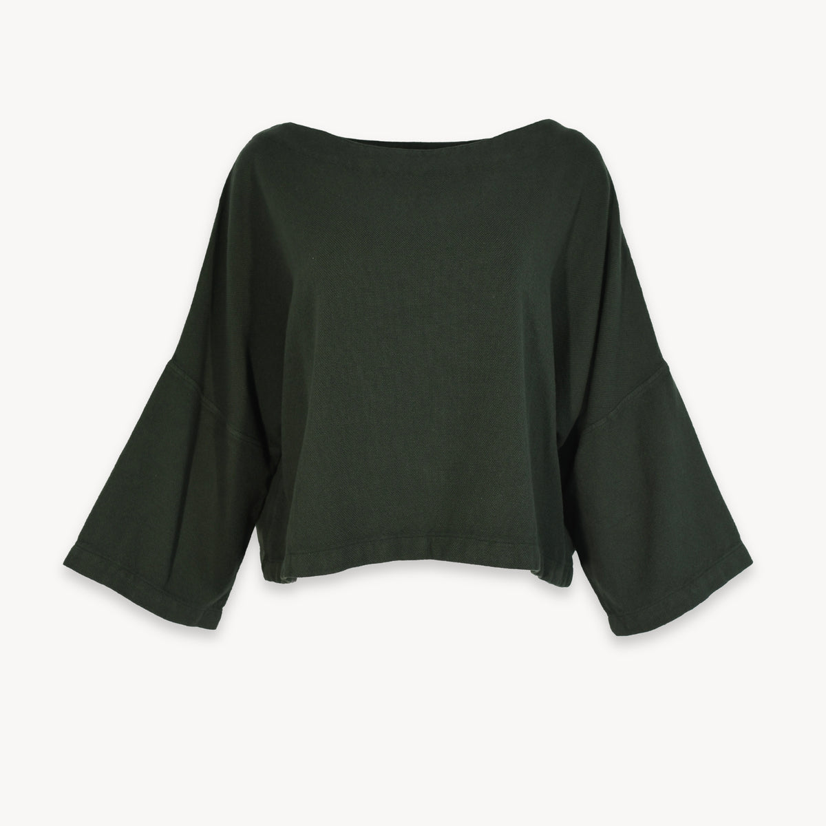 POKOLOKO Loft Cotton Crop Bell Sleeve Top #color_loft-forest