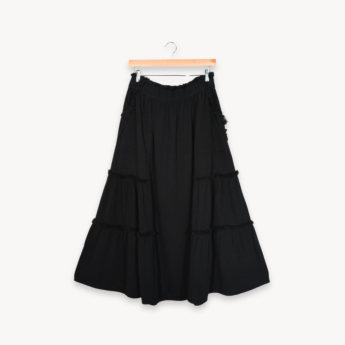 POKOLOKO Loft Cotton Maxi Skirt #color_loft-black