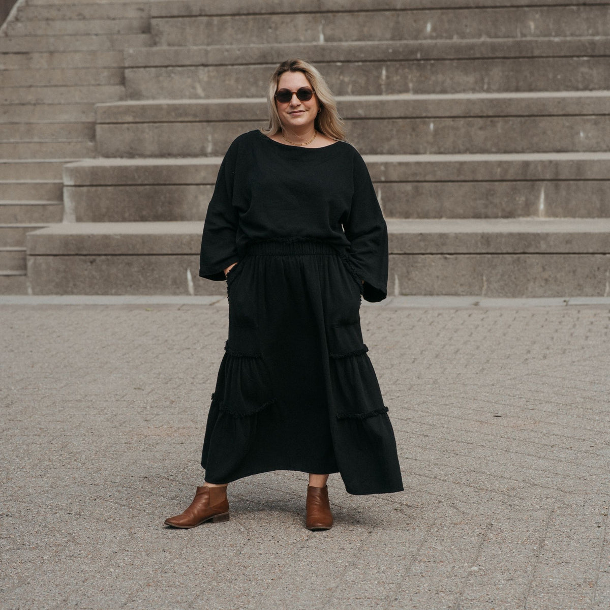 POKOLOKO Loft Cotton Maxi Skirt #color_loft-black