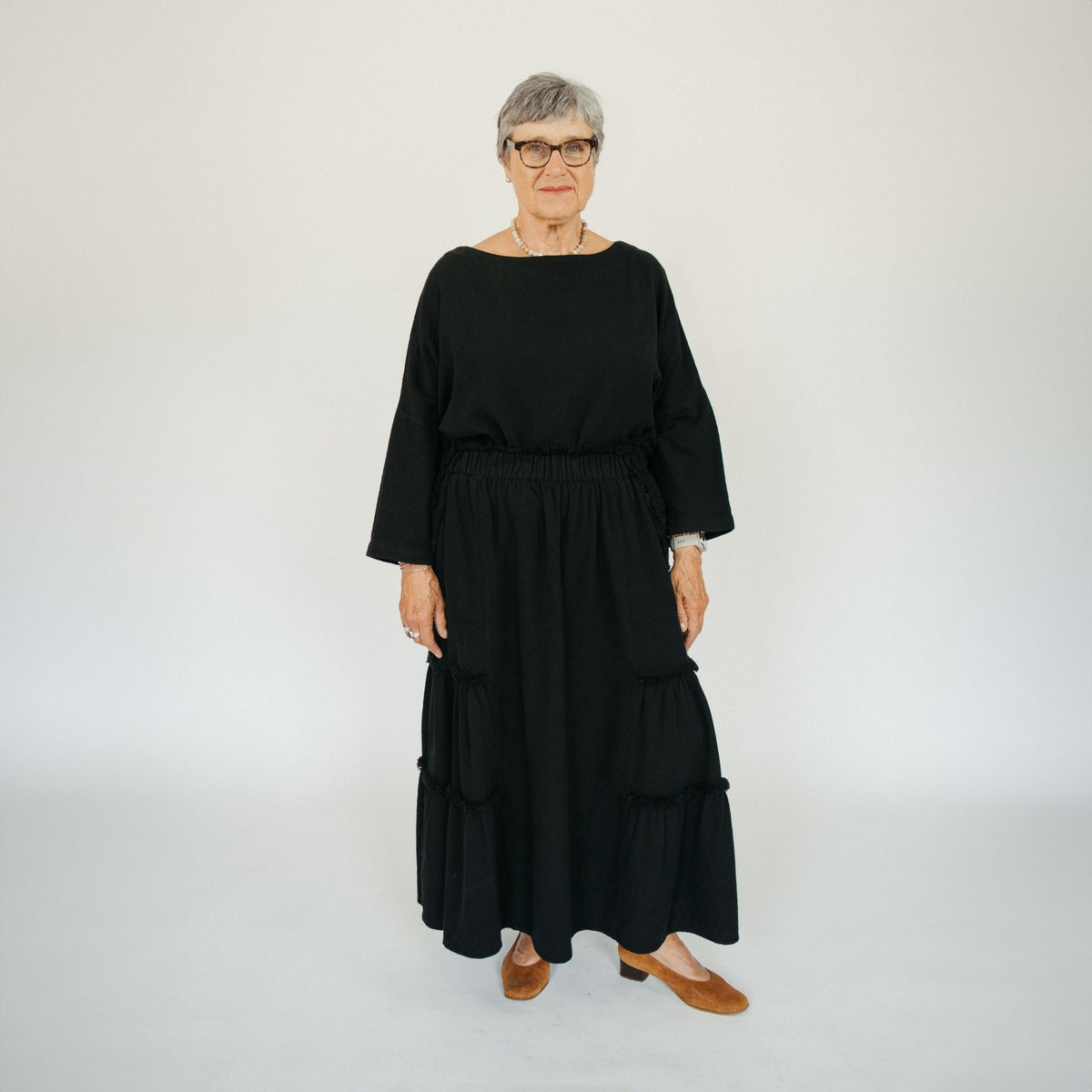 POKOLOKO Loft Cotton Maxi Skirt #color_loft-black
