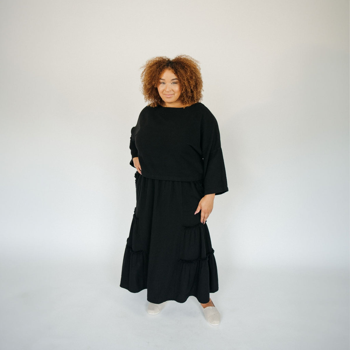 POKOLOKO Loft Cotton Maxi Skirt #color_loft-black