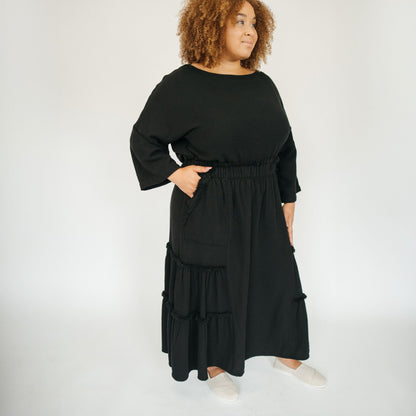 POKOLOKO Loft Cotton Maxi Skirt #color_loft-black
