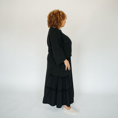 POKOLOKO Loft Cotton Maxi Skirt #color_loft-black