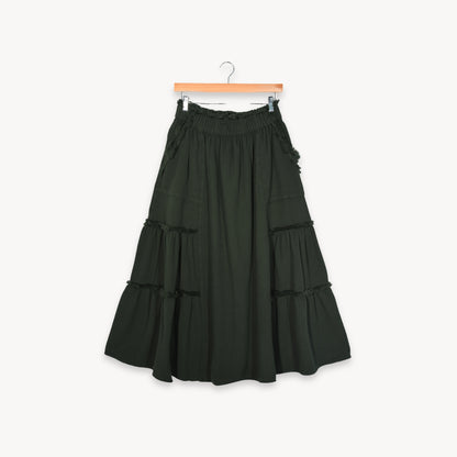 POKOLOKO Loft Cotton Maxi Skirt #color_loft-forest
