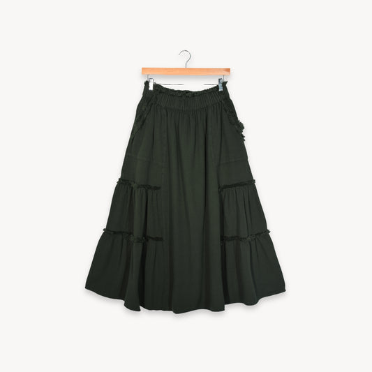 POKOLOKO Loft Cotton Maxi Skirt #color_loft-forest