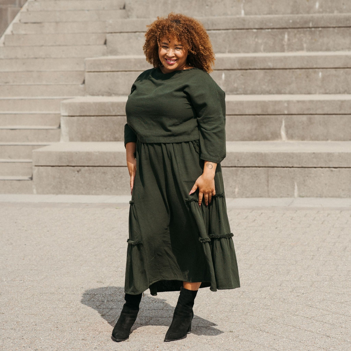 POKOLOKO Loft Cotton Maxi Skirt #color_loft-forest