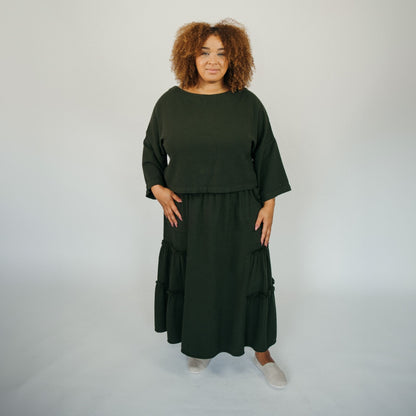 POKOLOKO Loft Cotton Maxi Skirt #color_loft-forest