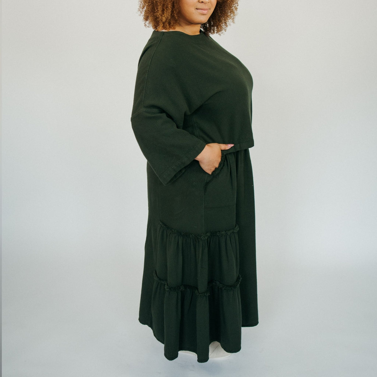 POKOLOKO Loft Cotton Maxi Skirt #color_loft-forest