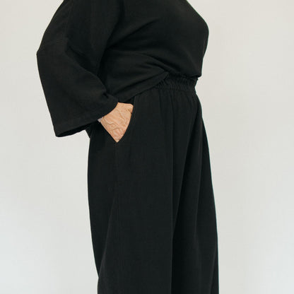POKOLOKO Loft Cotton Palazzo Pants #color_loft-black