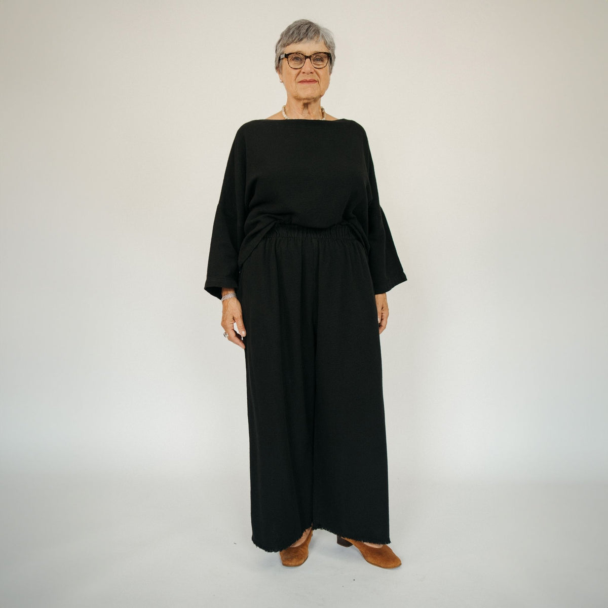 POKOLOKO Loft Cotton Palazzo Pants #color_loft-black