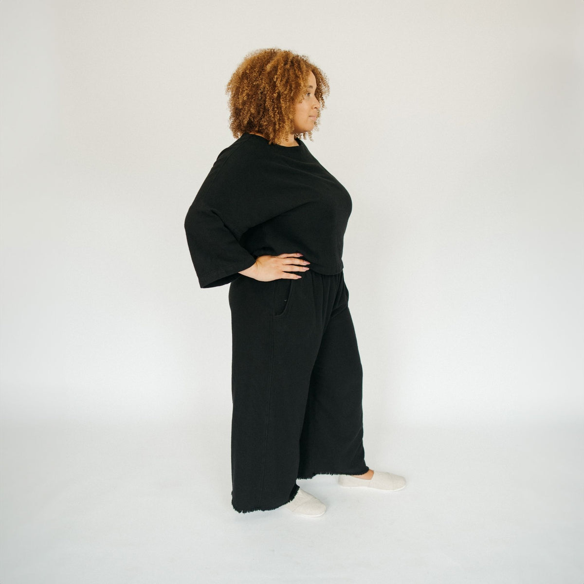 POKOLOKO Loft Cotton Palazzo Pants #color_loft-black