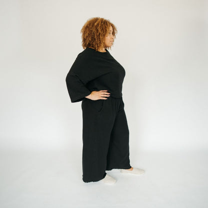 POKOLOKO Loft Cotton Palazzo Pants #color_loft-black