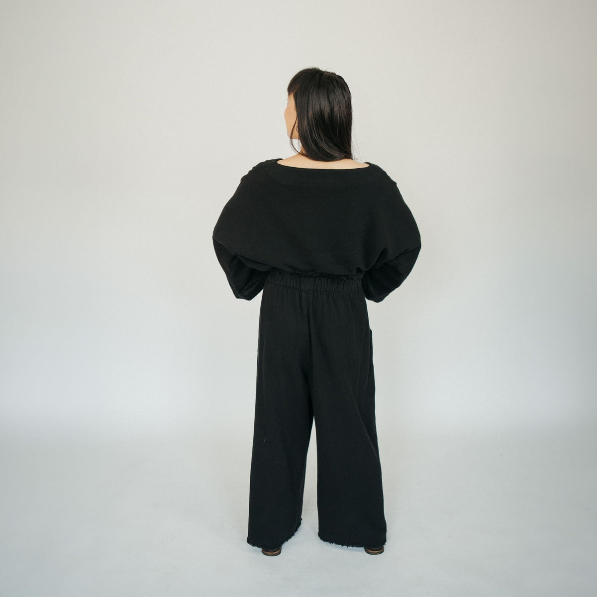 POKOLOKO Loft Cotton Palazzo Pants #color_loft-black