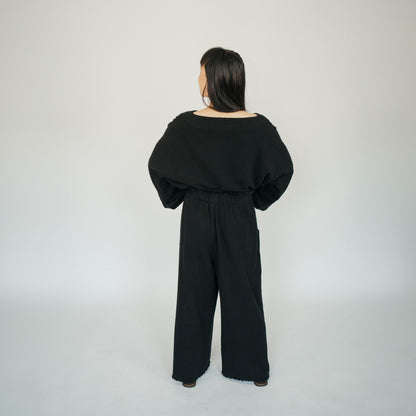 POKOLOKO Loft Cotton Palazzo Pants #color_loft-black