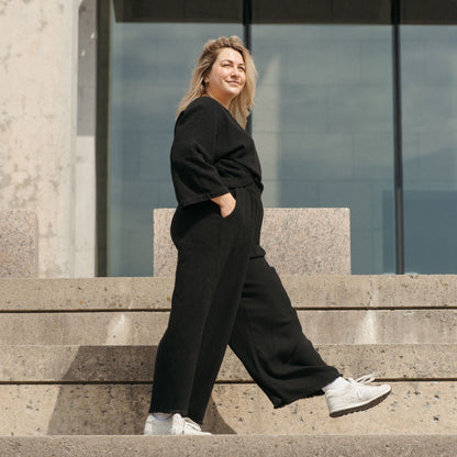 POKOLOKO Loft Cotton Palazzo Pants #color_loft-black