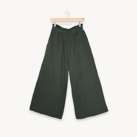 POKOLOKO Loft Cotton Palazzo Pants #color_loft-forest