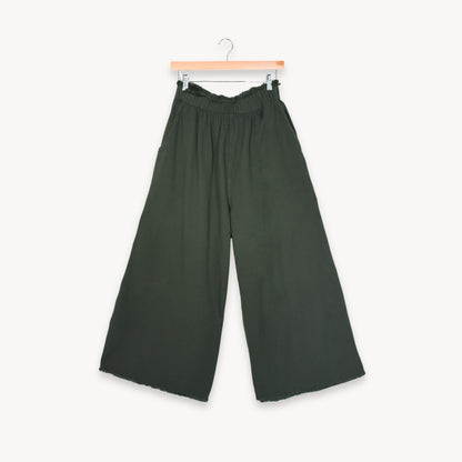 POKOLOKO Loft Cotton Palazzo Pants #color_loft-forest