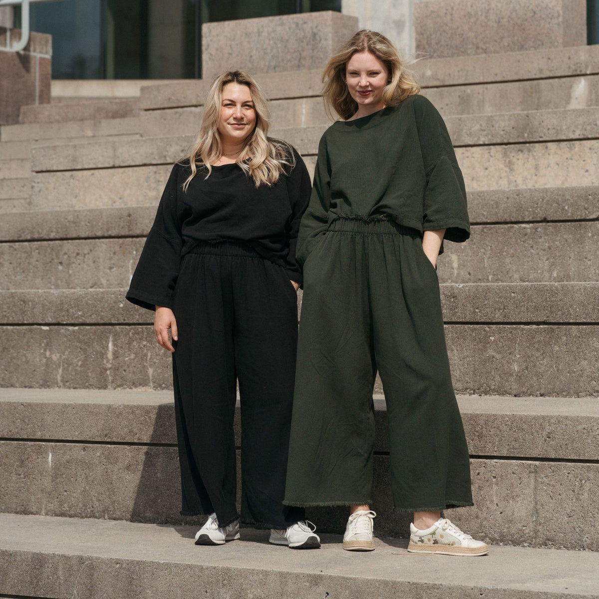POKOLOKO Loft Cotton Palazzo Pants #color_loft-black