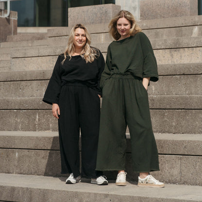 POKOLOKO Loft Cotton Palazzo Pants #color_loft-black
