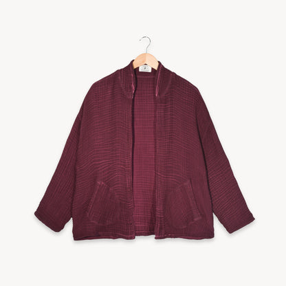 POKOLOKO 4-Layer Crinkle Jacket #color_crinkle-cranberry