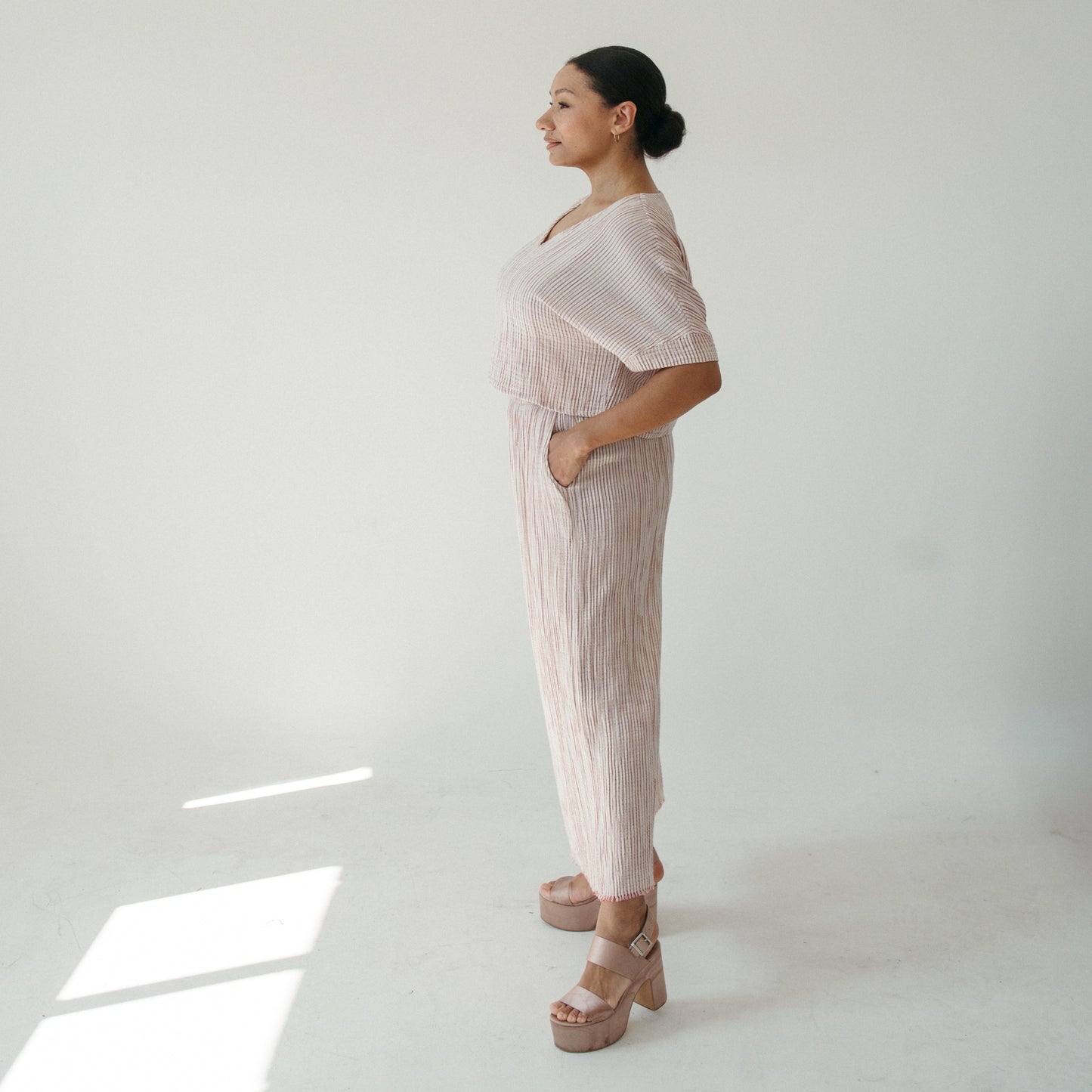 POKOLOKO Striped Crinkle Palazzo Pants #color_striped-red