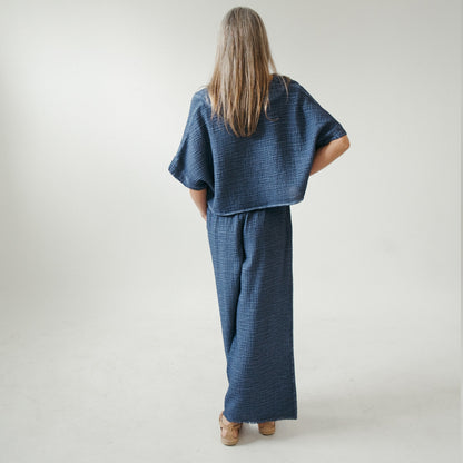 POKOLOKO Crinkle Palazzo Pants #color_crinkle-denim