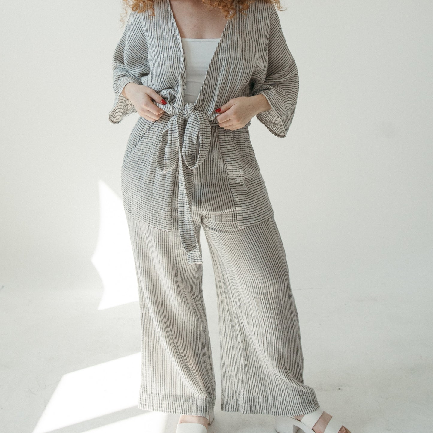 Striped Crinkle Pocketed Pant