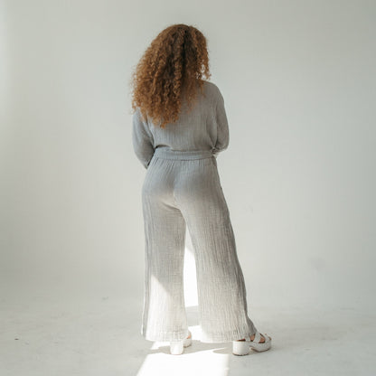 Striped Crinkle Pocketed Pant