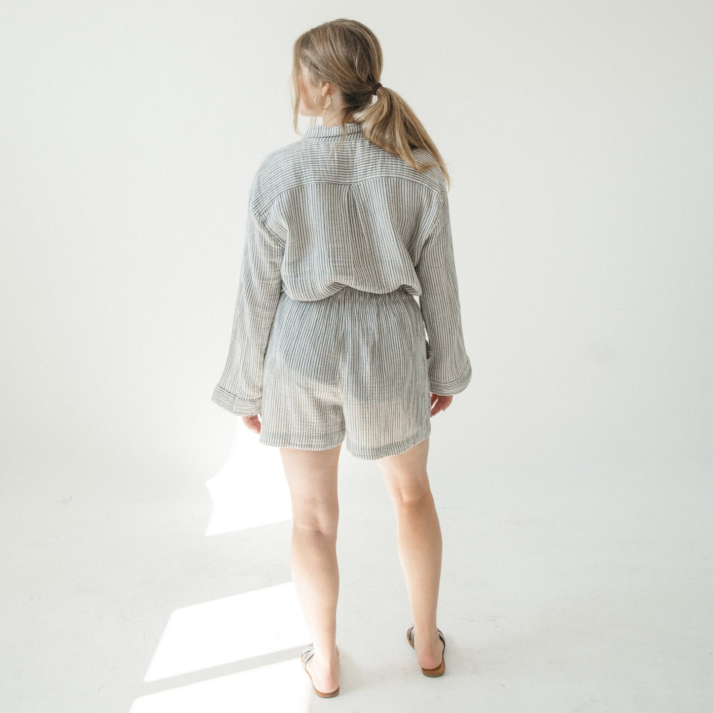 Striped Crinkle Pocket Shirt with Buttons