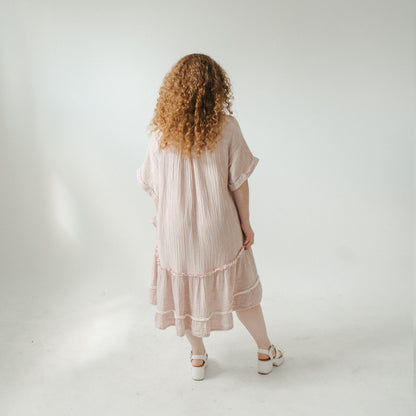 Striped Crinkle Ruffled V Dress