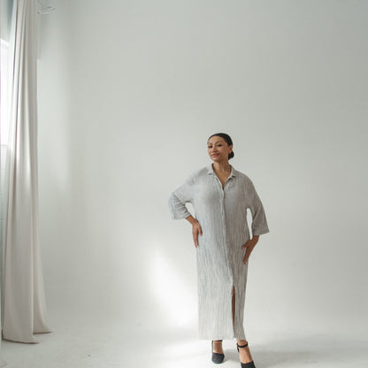 Striped Crinkle Shirt Dress