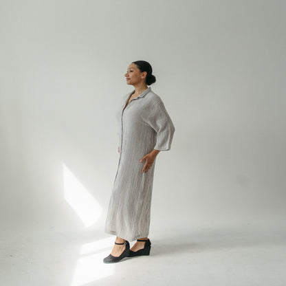 Striped Crinkle Shirt Dress