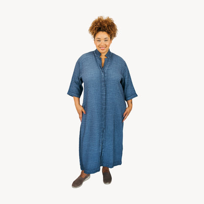 POKOLOKO Crinkle Shirt Dress Plus #color_crinkle-denim