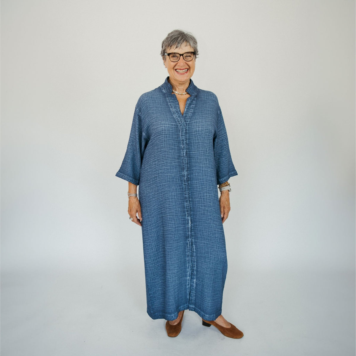 POKOLOKO Crinkle Shirt Dress #color_crinkle-denim