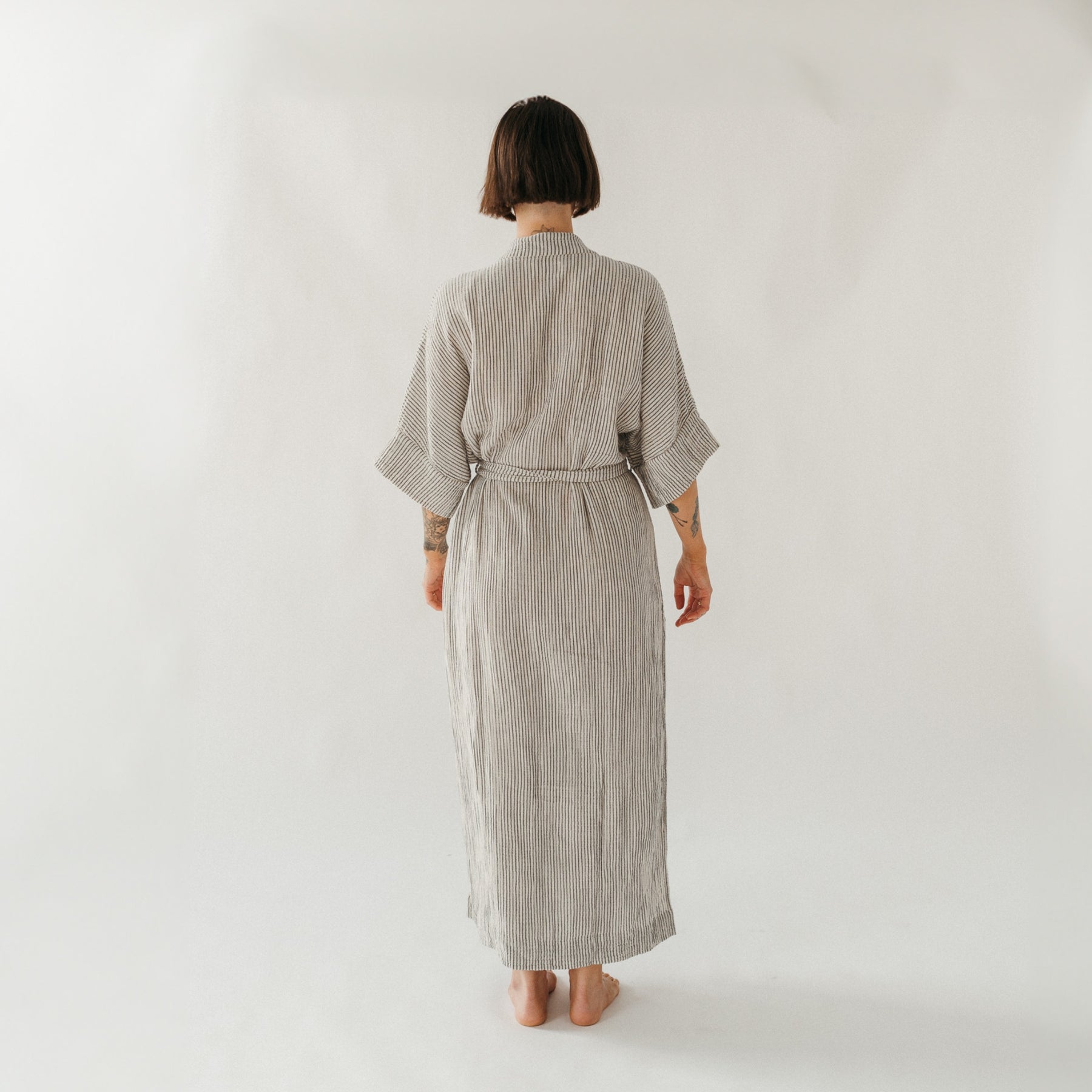 Striped Crinkle Cotton Robe